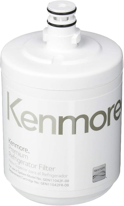 Close-up of Kenmore 9890 refrigerator water filter showing its uncapped connector and black O-rings
