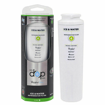 Everydrop EDR4RXD1 Filter 4 refrigerator water filter cartridge beside its retail package