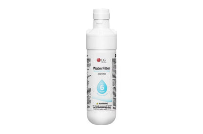 Single LG ADQ747935 LT1000P refrigerator water filter showing its front label